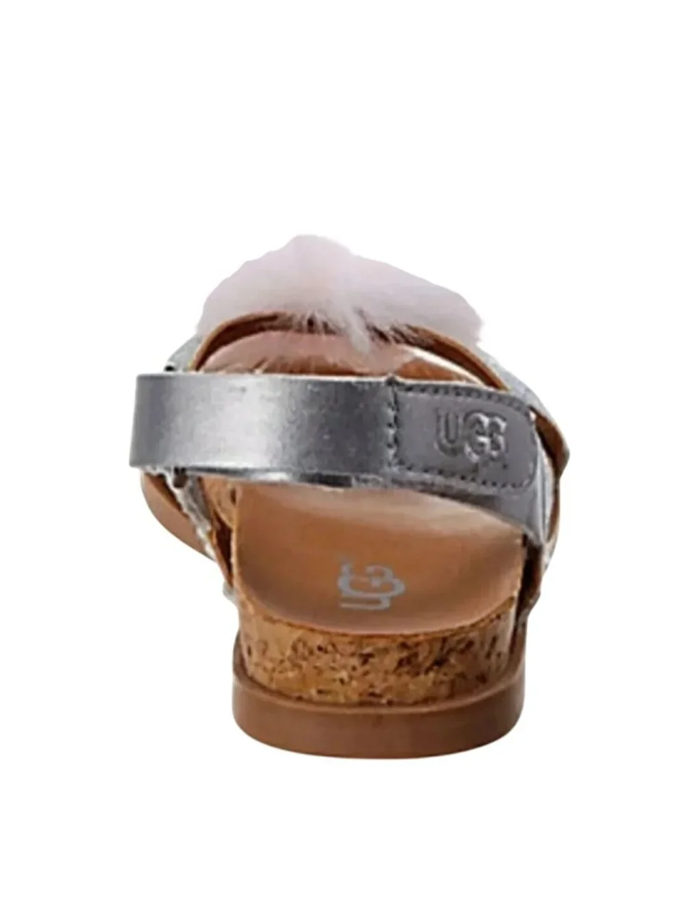 UGG Kids Girls 3 Fonda Sandals Pom-pom Glitter Open-toe Shoes Loop Ankle Strap